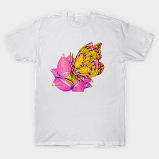 Pencil Butterfly on a Flower T-Shirt